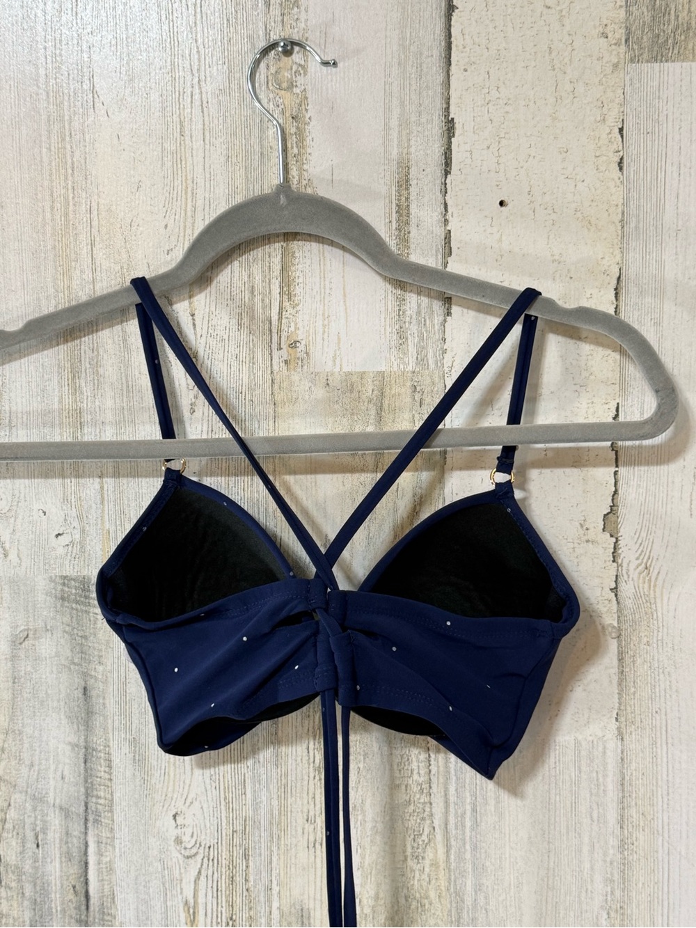 Robin Piccone Navy Twist-Front Swim Bra with Rhinestone Accents - Picture 6 of 8